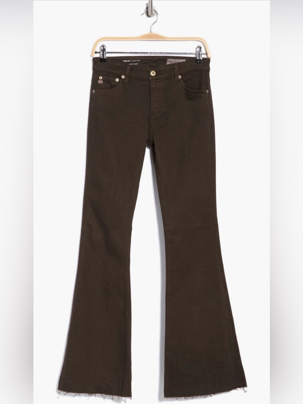 AG Adriano Goldschmied Angeline Mid Rise Dark Brown Flare Jeans Size 27